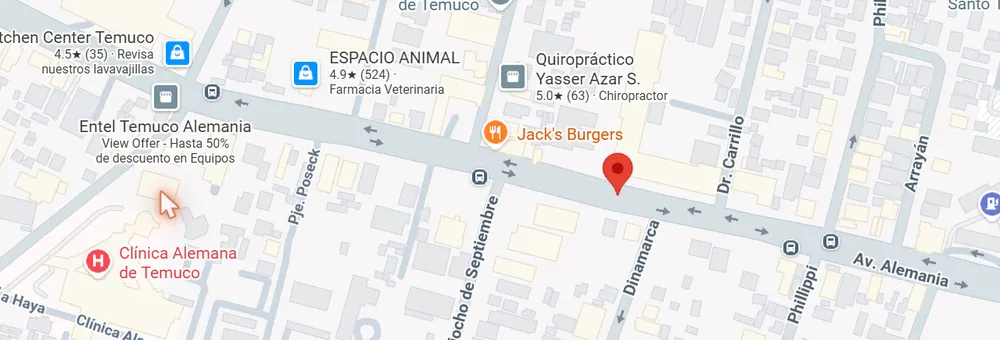Mapa de referencia del sector de Av. Alemania, Temuco